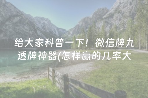给大家科普一下！微信牌九透牌神器(怎样赢的几率大)