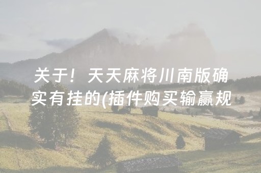 关于！天天麻将川南版确实有挂的(插件购买输赢规律)
