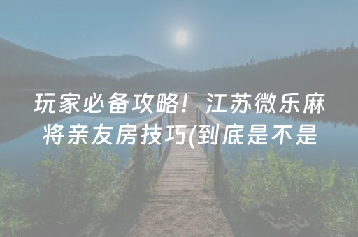 玩家必备“微乐江西红中麻将规律”（透明器教程)