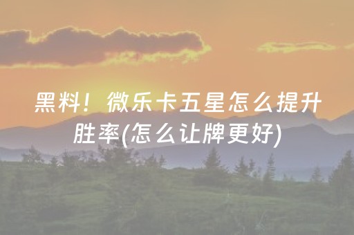大神教教你“微乐双扣神器”（规律确实有挂)