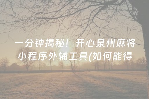 一分钟揭秘！开心泉州麻将小程序外辅工具(如何能得到好牌)