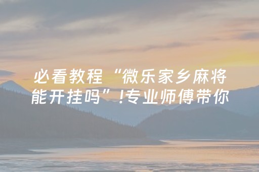 必看教程“微乐家乡麻将能开挂吗”!专业师傅带你一起了解（详细教程）-抖音