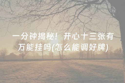 7分钟揭秘“微信财神十三张是不是有挂”（万能开挂神器)