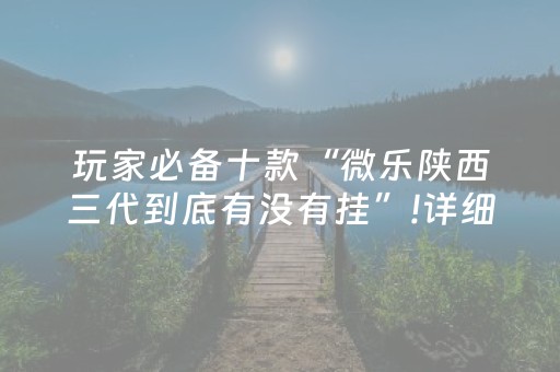 玩家必备十款“微乐陕西三代到底有没有挂”!详细开挂教程-抖音