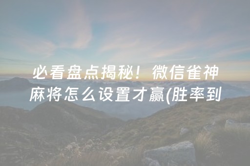 实测辅助“小程序麻将控牌神器（专用辅牌神器免安装）