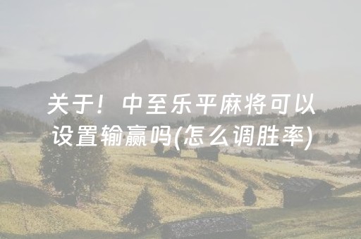关于！中至乐平麻将可以设置输赢吗(怎么调胜率)