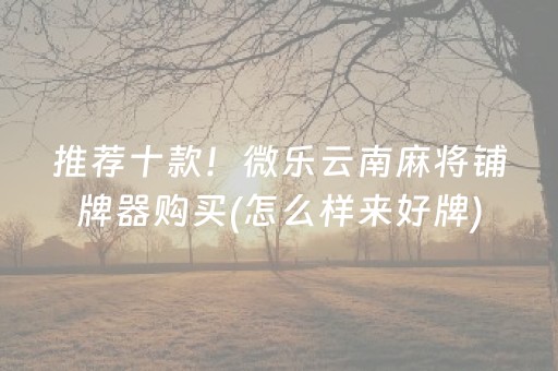 推荐十款！微乐云南麻将铺牌器购买(怎么样来好牌)