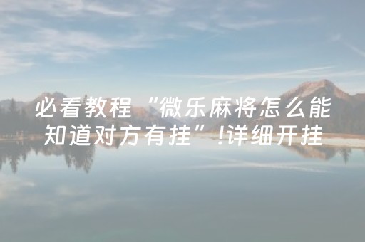 必看教程“微乐麻将怎么能知道对方有挂”!详细开挂教程-抖音