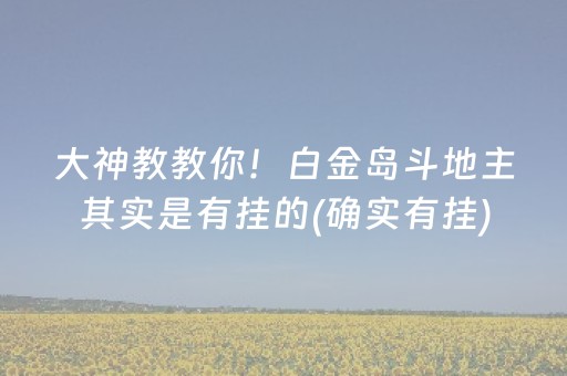 大神教教你！白金岛斗地主其实是有挂的(确实有挂)