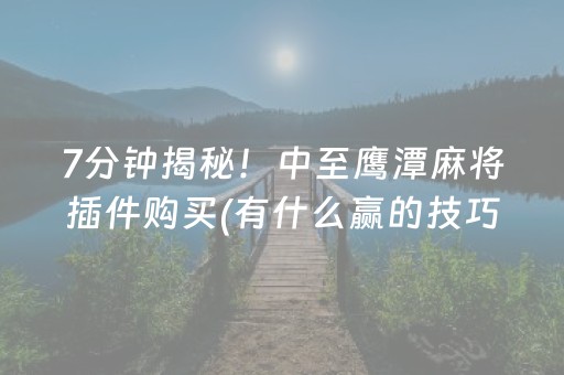 7分钟揭秘！中至鹰潭麻将插件购买(有什么赢的技巧)