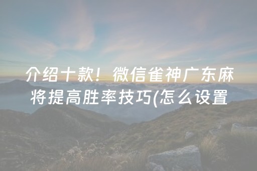 介绍十款！微信雀神广东麻将提高胜率技巧(怎么设置胡牌)