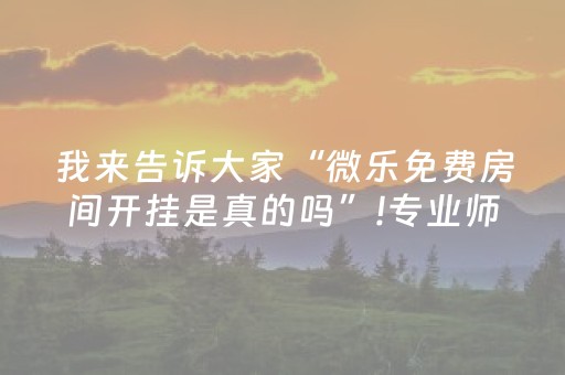 我来告诉大家“微乐免费房间开挂是真的吗”!专业师傅带你一起了解（详细教程）-抖音