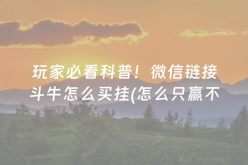 玩家必看科普！微信链接斗牛怎么买挂(怎么只赢不输)
