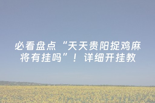 必看盘点“天天贵阳捉鸡麻将有挂吗”！详细开挂教程（确实真的有挂)-抖音