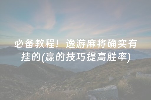 必备教程！逸游麻将确实有挂的(赢的技巧提高胜率)