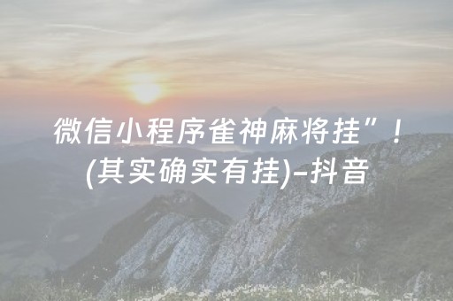 微信小程序雀神麻将挂”!(其实确实有挂)-抖音