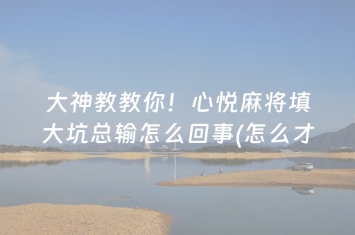 大神教教你！心悦麻将填大坑总输怎么回事(怎么才能赢)