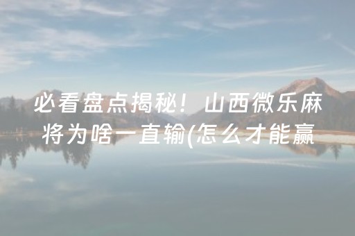 玩家必备教程“微信小程序雀神挂件（助赢神器通用版）