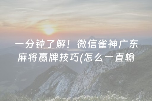 一分钟了解！微信雀神广东麻将赢牌技巧(怎么一直输)