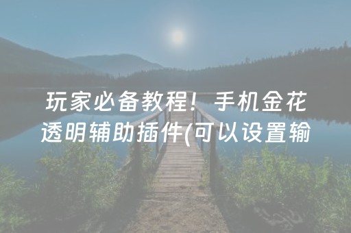 玩家必备教程！手机金花透明辅助插件(可以设置输赢吗)