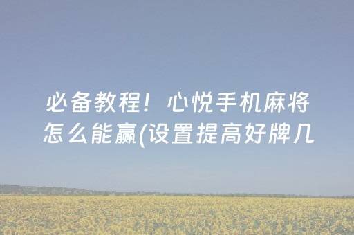 玩家必备教程“麻将机程序免安装 万能型（专用辅牌神器免安装）