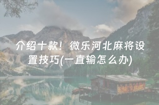 介绍十款！微乐河北麻将设置技巧(一直输怎么办)