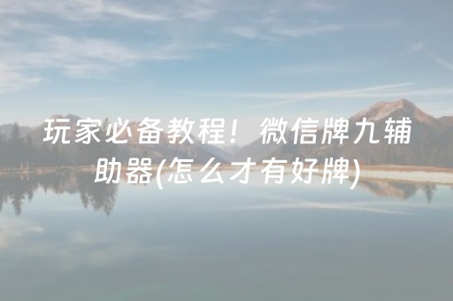 玩家必备教程！微信牌九辅助器(怎么才有好牌)