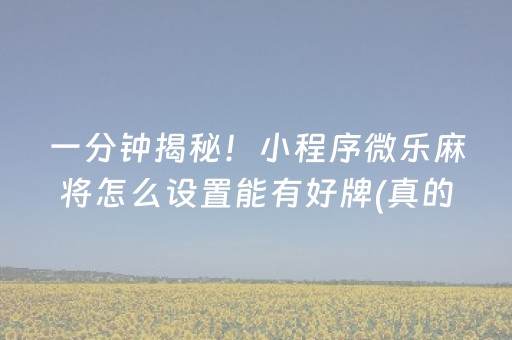 一分钟揭秘！小程序微乐麻将怎么设置能有好牌(真的有挂)