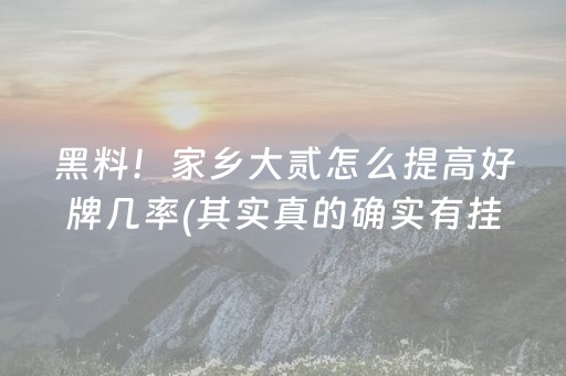 黑料！家乡大贰怎么提高好牌几率(其实真的确实有挂)