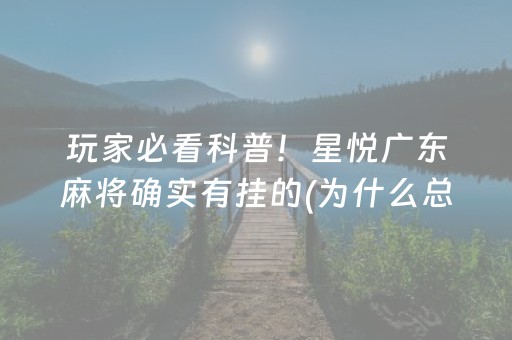 玩家必看科普！星悦广东麻将确实有挂的(为什么总是输)