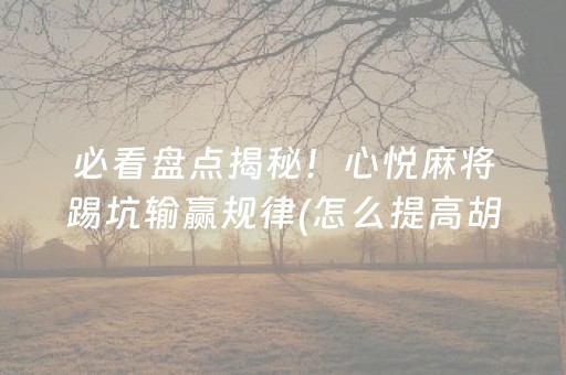 必看盘点揭秘！心悦麻将踢坑输赢规律(怎么提高胡牌率)