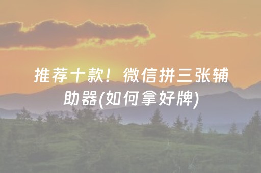 推荐十款！微信拼三张辅助器(如何拿好牌)