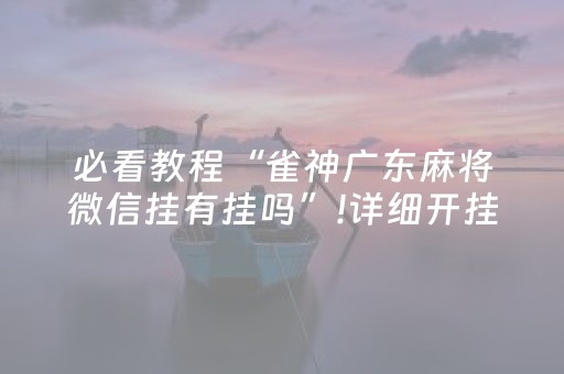 必看教程“雀神广东麻将微信挂有挂吗”!详细开挂教程-抖音