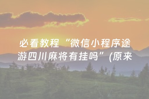 必看教程“微信小程序途游四川麻将有挂吗”(原来真的有挂)-抖音