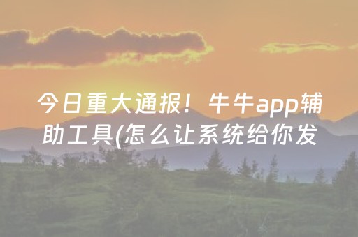 今日重大通报！牛牛app辅助工具(怎么让系统给你发好牌)