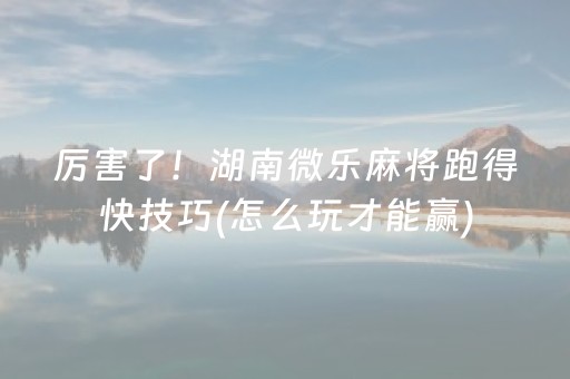 厉害了！湖南微乐麻将跑得快技巧(怎么玩才能赢)