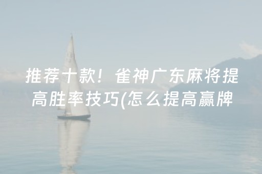推荐十款！雀神广东麻将提高胜率技巧(怎么提高赢牌率)