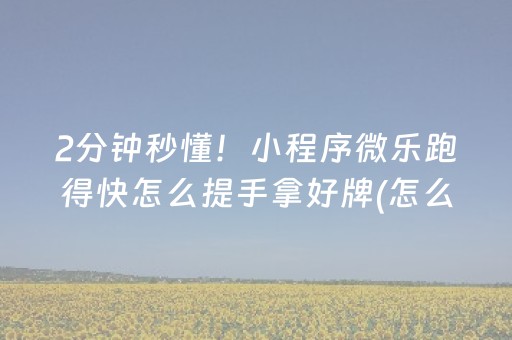 2分钟秒懂！小程序微乐跑得快怎么提手拿好牌(怎么打才会赢)