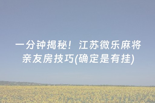 一分钟揭秘！江苏微乐麻将亲友房技巧(确定是有挂)
