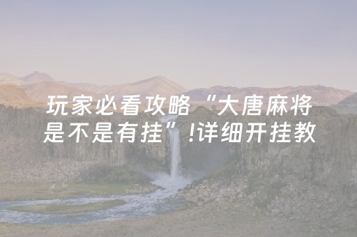 玩家必看攻略“大唐麻将是不是有挂”!详细开挂教程-抖音