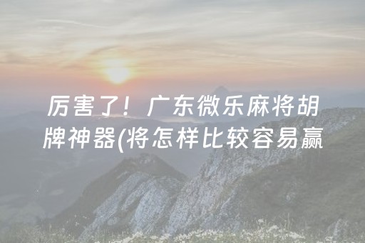 厉害了！广东微乐麻将胡牌神器(将怎样比较容易赢)