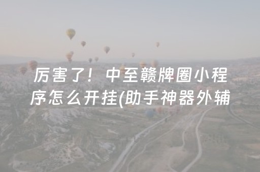 厉害了！中至赣牌圈小程序怎么开挂(助手神器外辅工具)