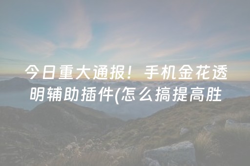今日重大通报！手机金花透明辅助插件(怎么搞提高胜率)