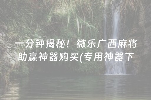 一分钟揭秘！微乐广西麻将助赢神器购买(专用神器下载)