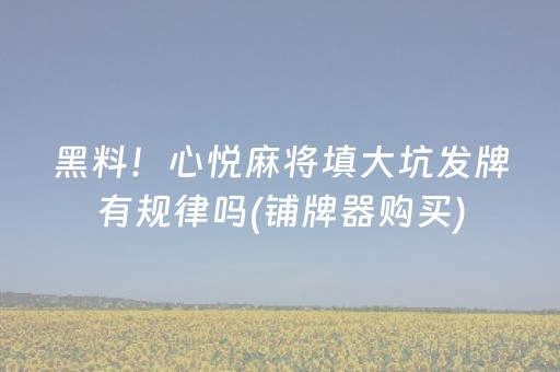 黑料！心悦麻将填大坑发牌有规律吗(铺牌器购买)