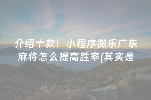 介绍十款！小程序微乐广东麻将怎么提高胜率(其实是有挂的)