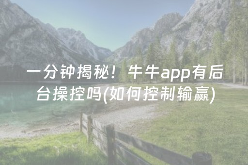一分钟揭秘！牛牛app有后台操控吗(如何控制输赢)