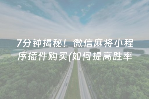 7分钟揭秘！微信麻将小程序插件购买(如何提高胜率)