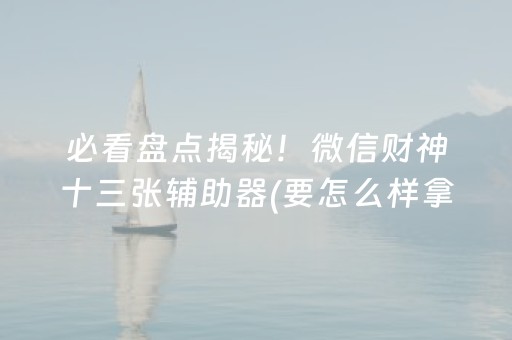必看盘点揭秘！微信财神十三张辅助器(要怎么样拿到好牌)