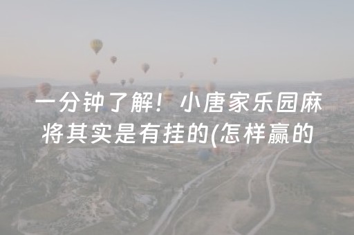 一分钟了解！小唐家乐园麻将其实是有挂的(怎样赢的几率大)
